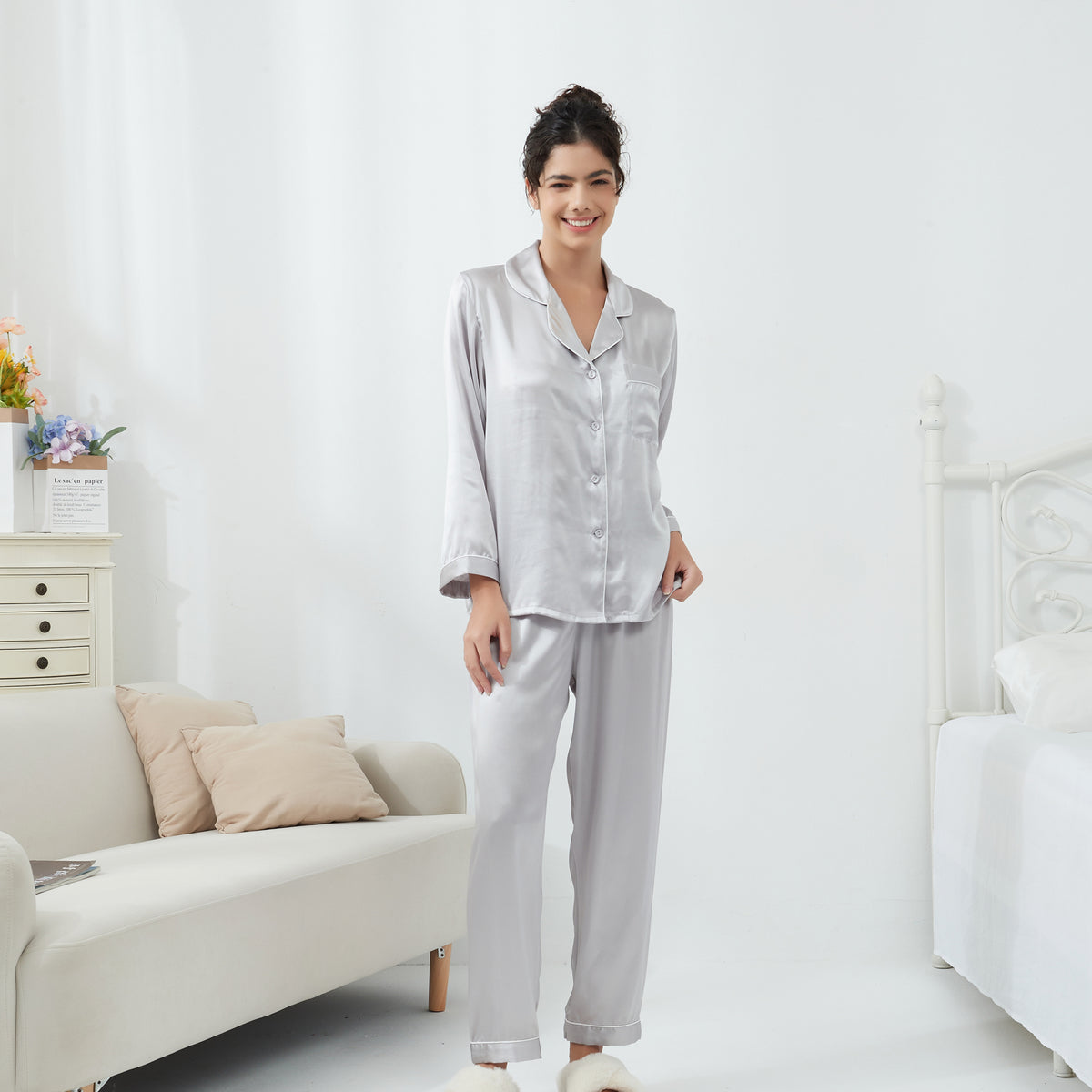 Women's Classic Full Length Silk Pajamas