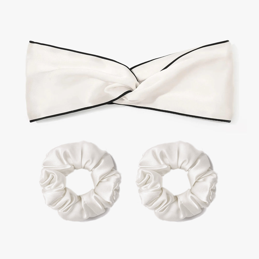 Women Silk Twisted Headband and Scrunchies Set