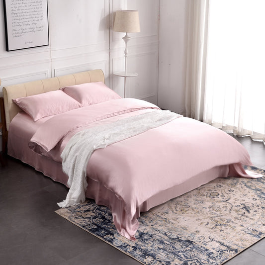 4PCS 22 Momme Seamless Silk Bedding Sheets Duvet Cover Pillowcases Set