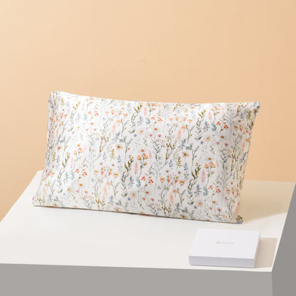 Rustic Floral Print Silk Pillowcase