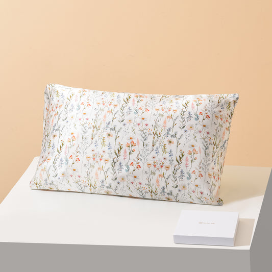 Rustic Floral Print Silk Pillowcase
