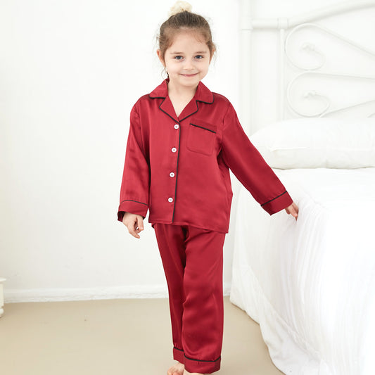 Kids 19 Momme Classic Silk Long Pajamas