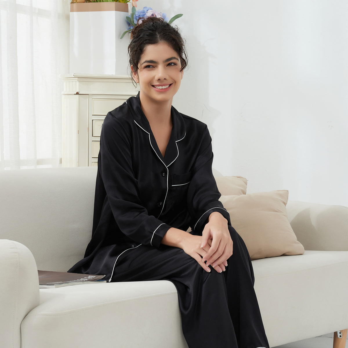 Women's Classic Full Length Silk Pajamas