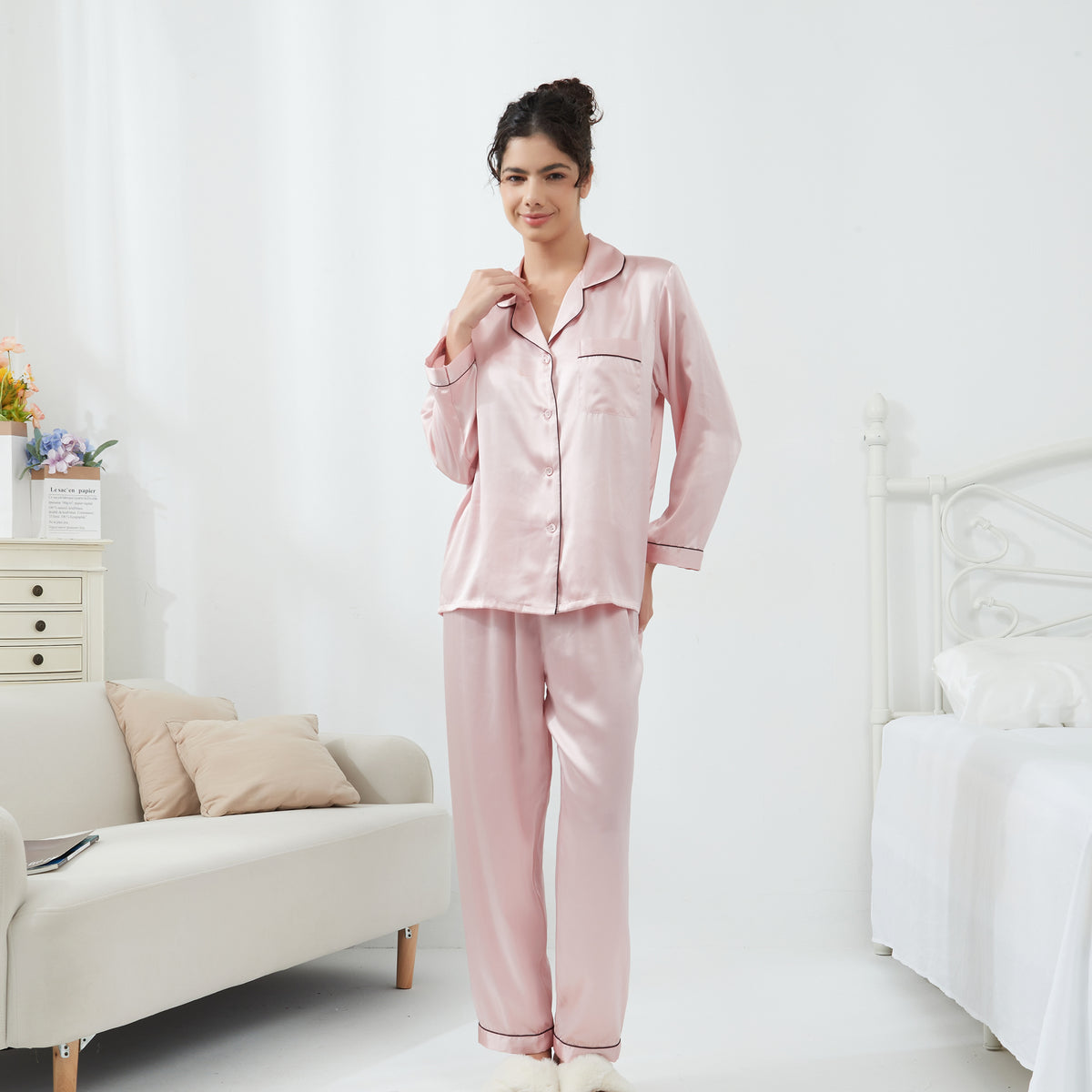 Women's Classic Full Length Silk Pajamas