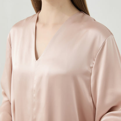 Simple Style Collarless Silk Pajamas for Women