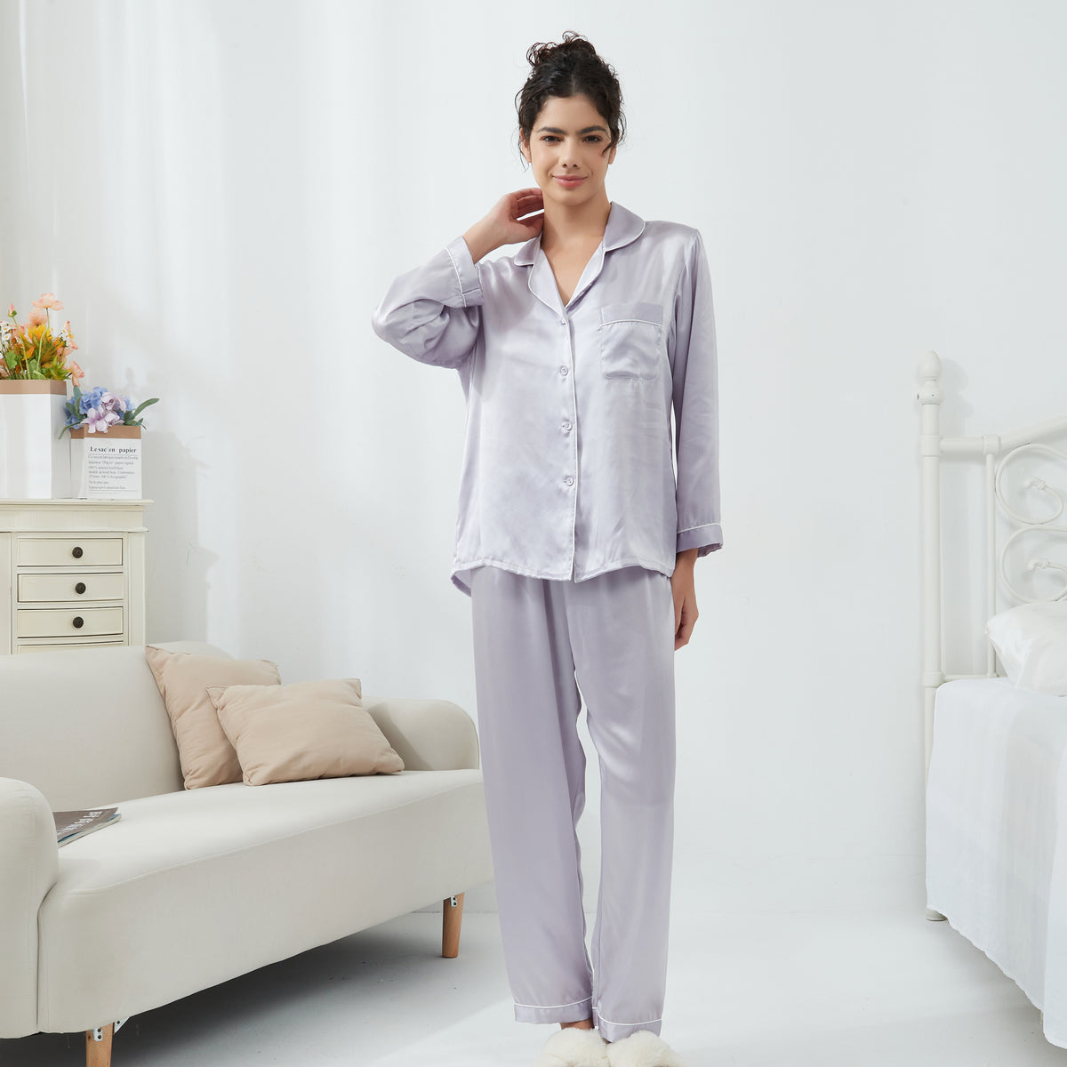 Women's Classic Full Length Silk Pajamas