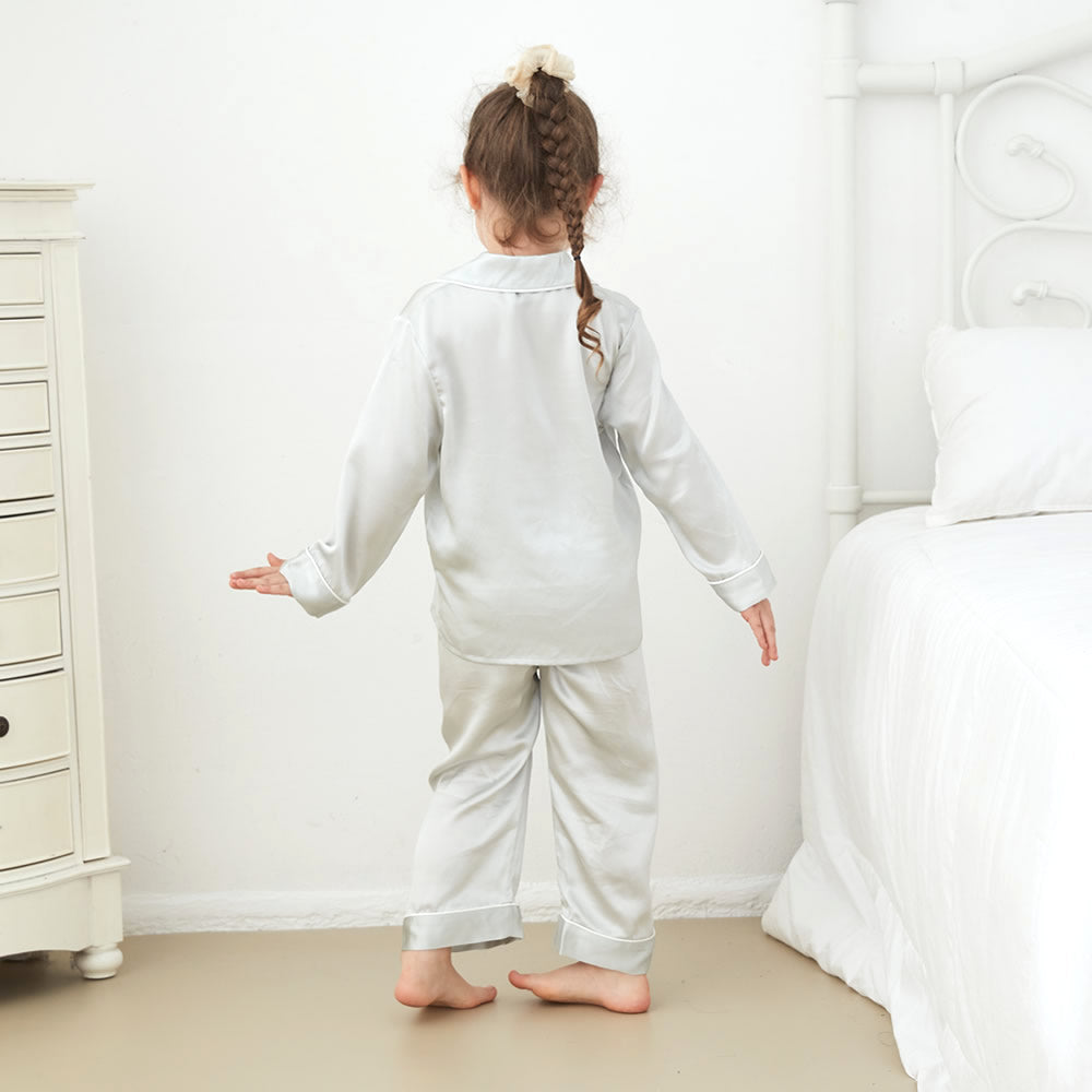 Kids 19 Momme Classic Silk Long Pajamas