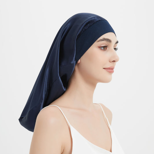 Long Silk Night Cap with Wide Elastic Band | 19 Momme