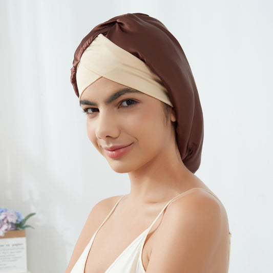 Silk Sleep Cap with Crossed Band | 22 Momme