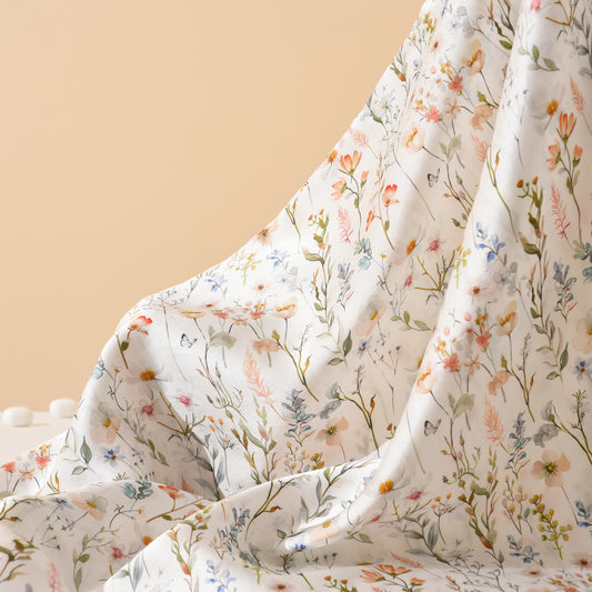Rustic Floral Print Silk Pillowcase
