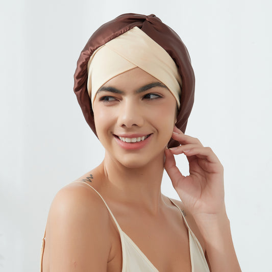 Silk Sleep Cap with Crossed Band | 22 Momme