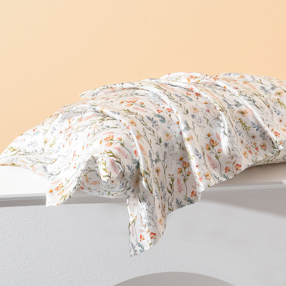 Rustic Floral Print Silk Pillowcase
