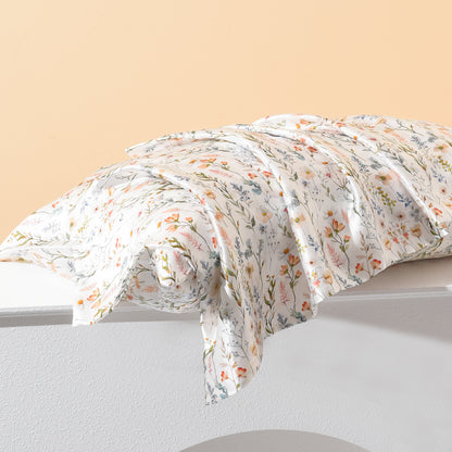 Rustic Floral Print Silk Pillowcase