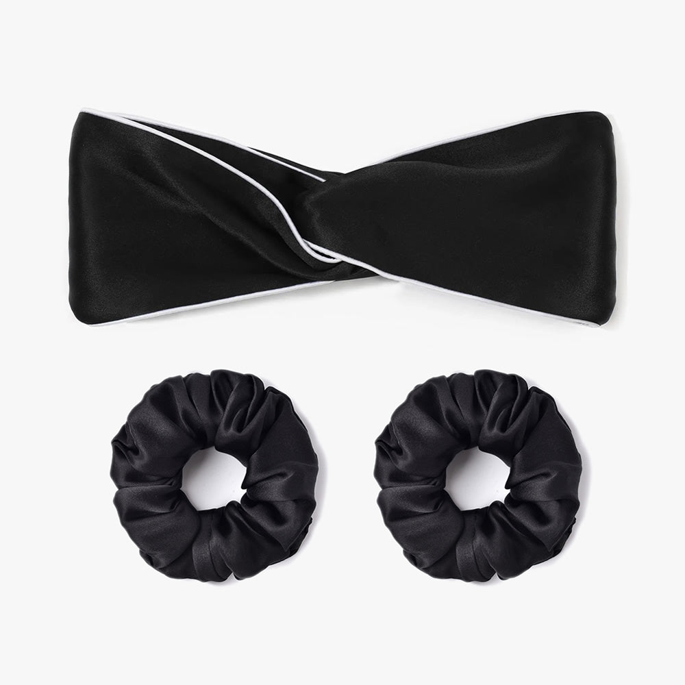 Women Silk Twisted Headband and Scrunchies Set