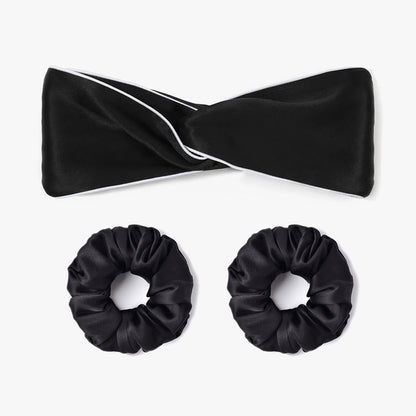 Women Silk Twisted Headband and Scrunchies Set