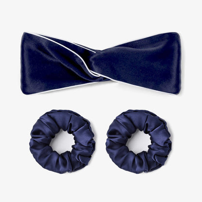 Women Silk Twisted Headband and Scrunchies Set