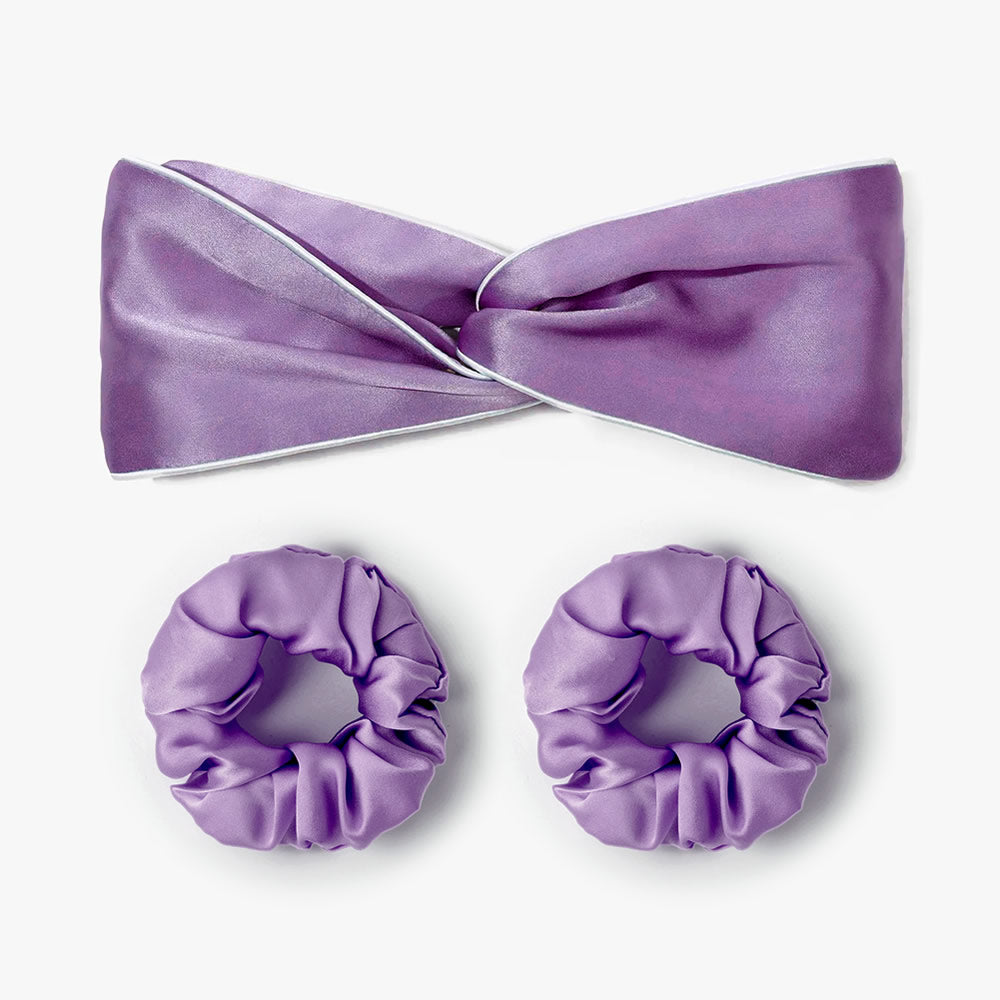 Women Silk Twisted Headband and Scrunchies Set