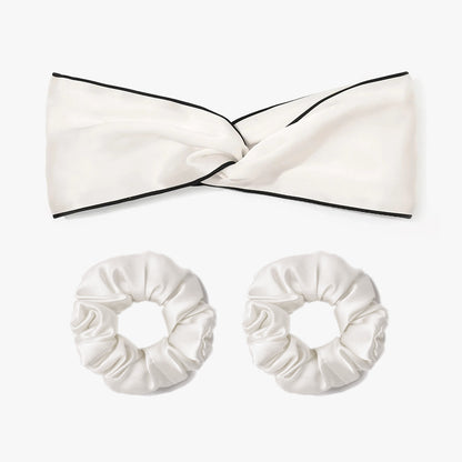 Women Silk Twisted Headband and Scrunchies Set